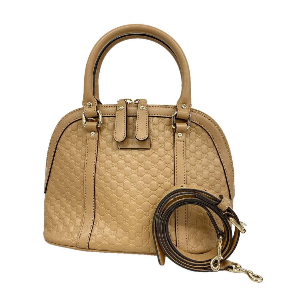 Gucci Microguccissima Handbag 449654 Leather Beige Champagne 2-way Bag for Women